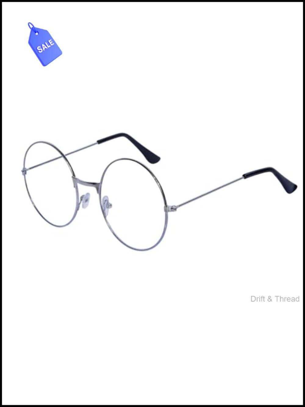 ALVOGIMOR Round Metal Frame Clear Lens Eyeglasses Retro Costume Accessory